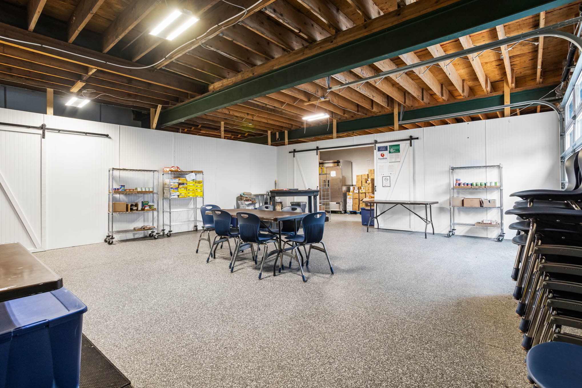 Food pantry area inside The Goose in Oakfield