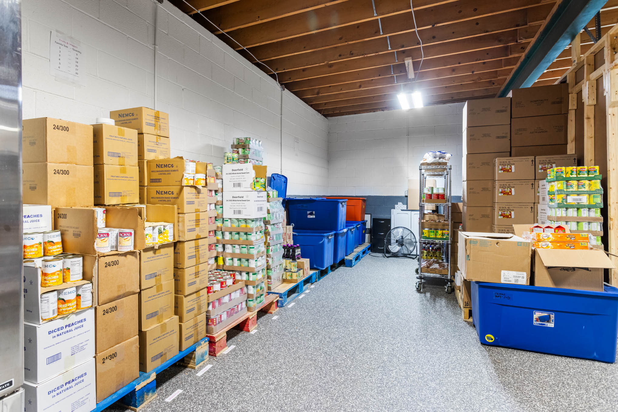 Food pantry storage area at The Goose