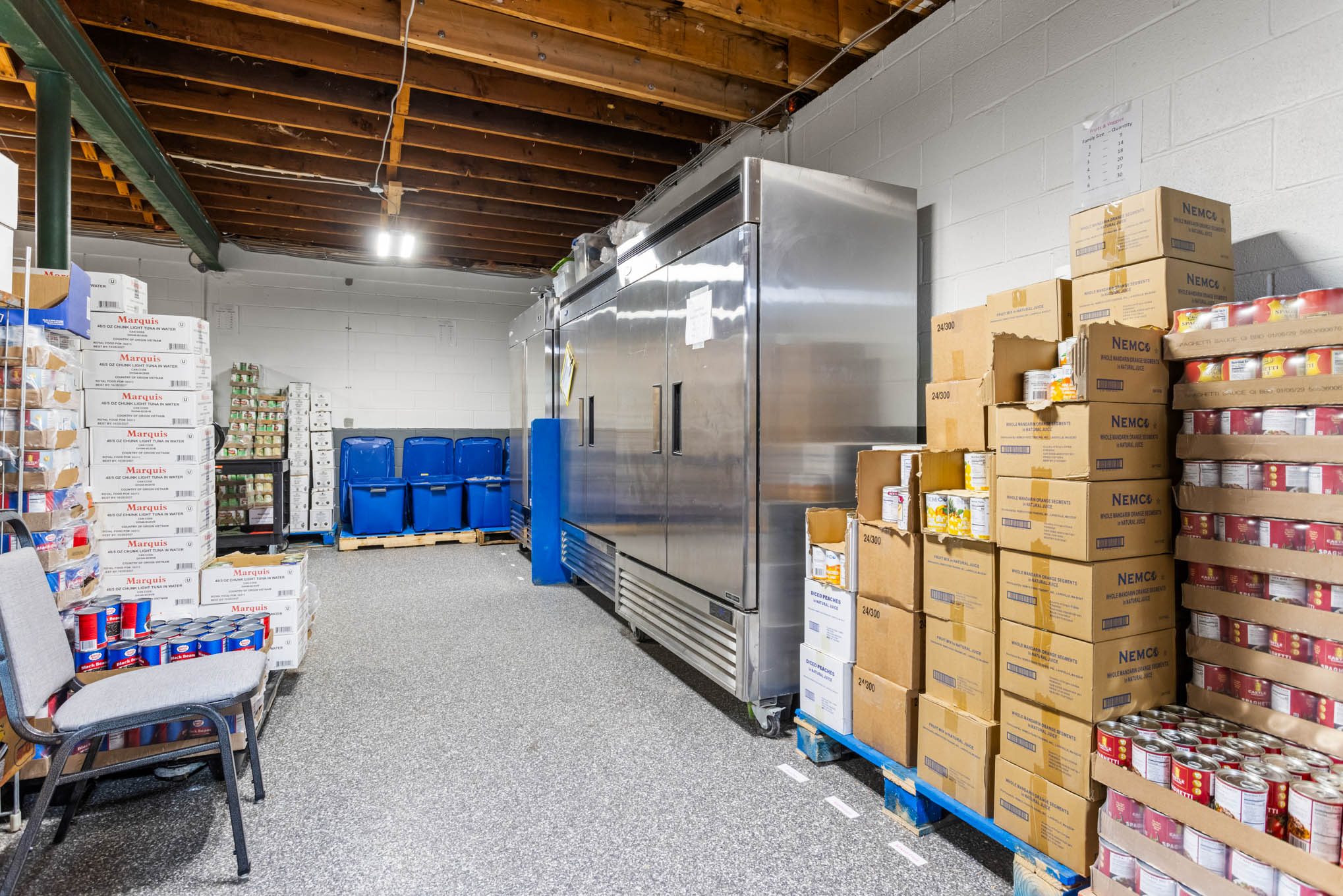 Storage facilities for The Goose food pantry