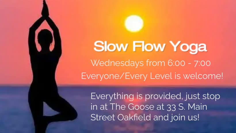 Slow Flow Yoga Wednesdays from 6:00 PM to 7:00 PM at The Goose